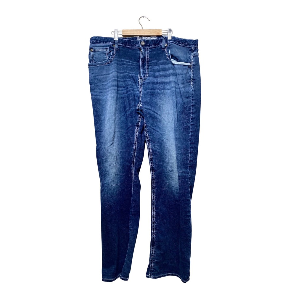 BKE Tyler Straight Mens Blue Medium Wash Denim Jeans 40x28‎ Thick Stitching